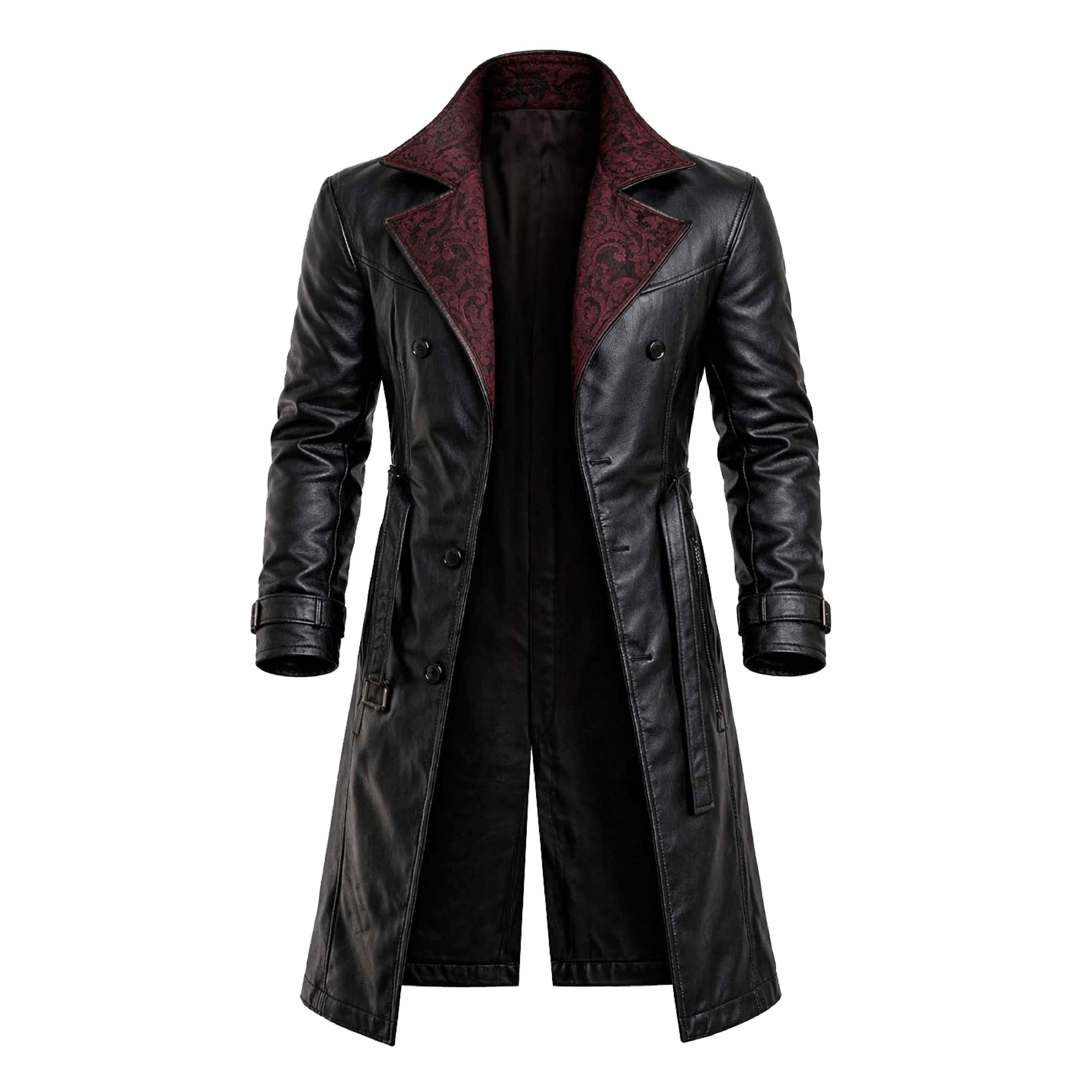 Iori Yagami Inspired Black Leather Coat for Men Anime Cosplay