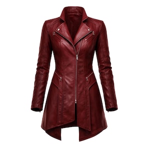 Giacca in pelle rossa di Scarlet Witch da donna, cappotto cosplay di Wanda Maximoff MCU, costume da supereroina, cappotto lungo
