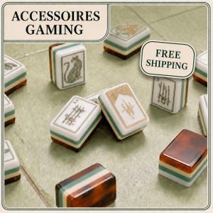 Set di Mahjong americano – 160 tessere in acrilico di alta qualità incise | Retro tartarugato | Design con leone e fiori | Gioco da tavolo di lusso, regalo perfetto