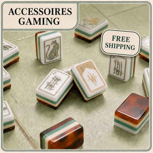 American Mahjong Set – 160 Premium Acrylic Tiles Engraved | Tortoiseshell Back | Lion & Floral Design | Luxury Board Game Gift
