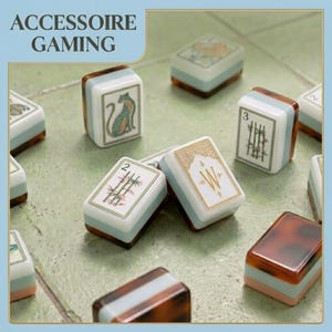 American Mahjong Set with 160 Tiles | Premium Acrylic | Tortoiseshell Backing | Leo & Flower Design | Luxury Design | Board Game Gift