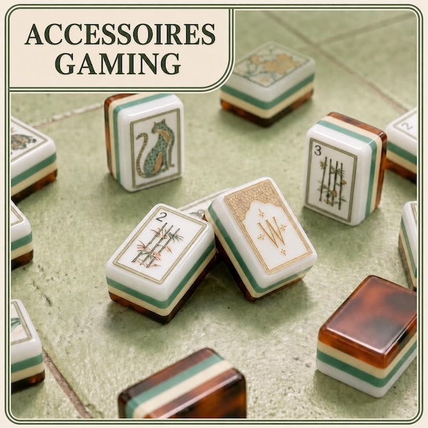 American Mahjong Set – 160 Premium Acrylic Tiles Engraved | Tortoiseshell Back | Lion & Floral Design | Luxury Board Game Gift