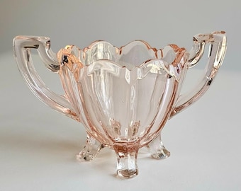 Beautiful Vintage Pink High Quality Sugar Bowl - Fluted Colonial Pattern