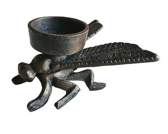 Vintage Style Cast Iron Dragonfly Tealight Candle Holder