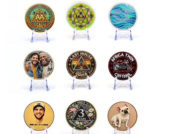 Custom 3D AA Sobriety Chip, Personalized Recovery Coin, Anniversary Keepsake, Challenge Coin, Custom 3D Challenge Coin