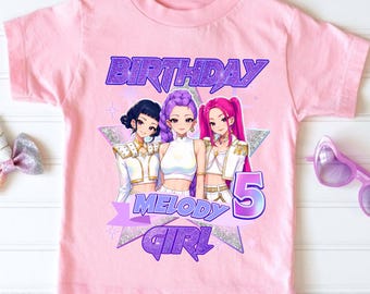 Personalized Birthday Girl Tshirt: K-Pop Party Theme, Family Matching Tee, All Sizes