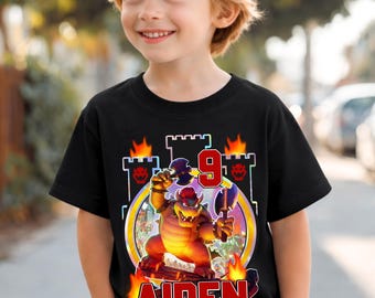 Personalisiertes Spiel Geburtstags-T-Shirt: Bowsr Mario Party-Thema, Familie Passendes T-Shirt, Alle Größen