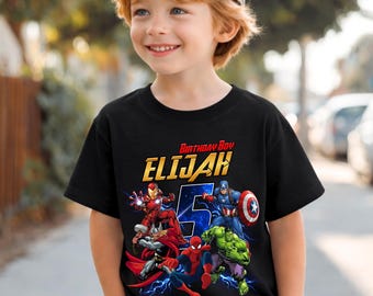 Personalized Superhero Birthday Tshirt: Hulk, Spider Party Theme, Family Matching Tee, All Sizes