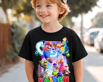 Personalisiertes Spiel Geburtstags-T-Shirt: Galaxi Film-Party-Thema, Familien-Matching-T-Shirt, alle Größen