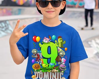 Personalisiertes Spiel Geburtstags-T-Shirt: Pvz Party-Thema, Familien-Matching-T-Shirt, alle Größen