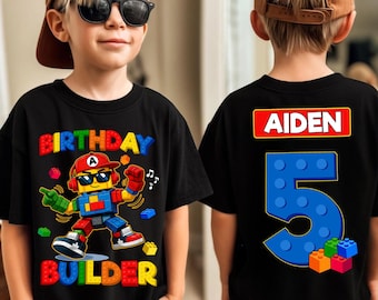 Personalisiertes Geburtstagskind-T-Shirt: Blockparty-Thema, Familien-Matching-T-Shirt, alle Größen