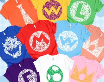 Inspired Game Family T-Shirt: Mario Fan Grupal Tee, All Sizes, Halloween Costume