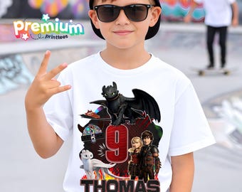 Personalized Dragon Movie Birthday Tshirt: Toothless Party Theme, Family Matching Tee, All Sizes