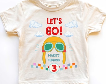 Personalized Aviator Hat Birthday Tshirt: Airplane Retro Party Theme, Family Matching Tee, All Sizes