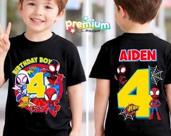 Personalized Spider Birthday Tshirt: Spidey and Friends Party Theme, Family Matching Tee, All Sizes
