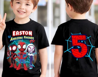 Personalized Spider Birthday Tshirt: Spidey and Friends Party Theme, Family Matching Tee, All Sizes