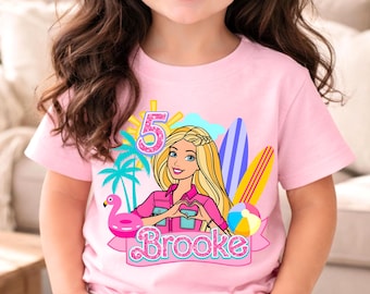 Camiseta personalizada de cumpleaños para muñecas: temática de fiesta en la piscina, camisetas a juego para toda la familia, todas las tallas.