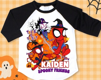 Personalized Spider Halloween Tshirt: Spidey and Friends Party Theme, Halloween Outfit, All Sizes