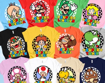 Inspired Game Family T-Shirt: Mario Fan Grupal Tee, All Sizes, Halloween Costume