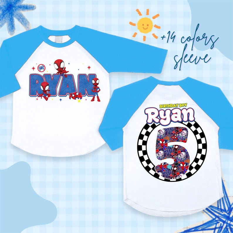 Personalized Spider Birthday Tshirt: Spidey and Friends Party Theme, Family Matching Tee, All Sizes zdjęcie 7