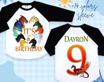 Personalized Wings Dragon Birthday Tshirt: Dragon Books Party Theme, Family Matching Tee, All Sizes