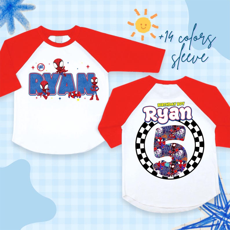 Personalized Spider Birthday Tshirt: Spidey and Friends Party Theme, Family Matching Tee, All Sizes zdjęcie 1