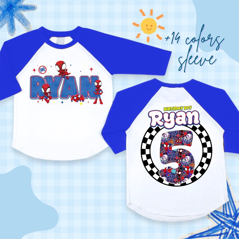 Personalized Spider Birthday Tshirt: Spidey and Friends Party Theme, Family Matching Tee, All Sizes zdjęcie 4