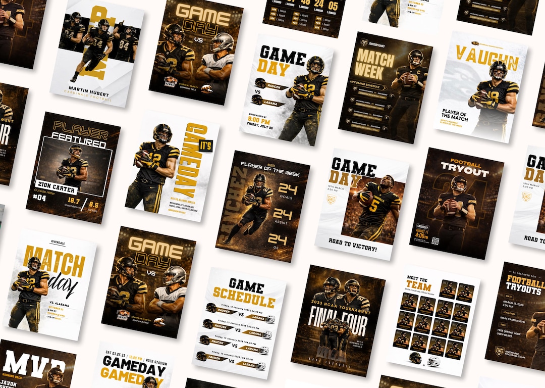 Football Social Media Templates | Sports Graphics Kit | Game Day Posts ...