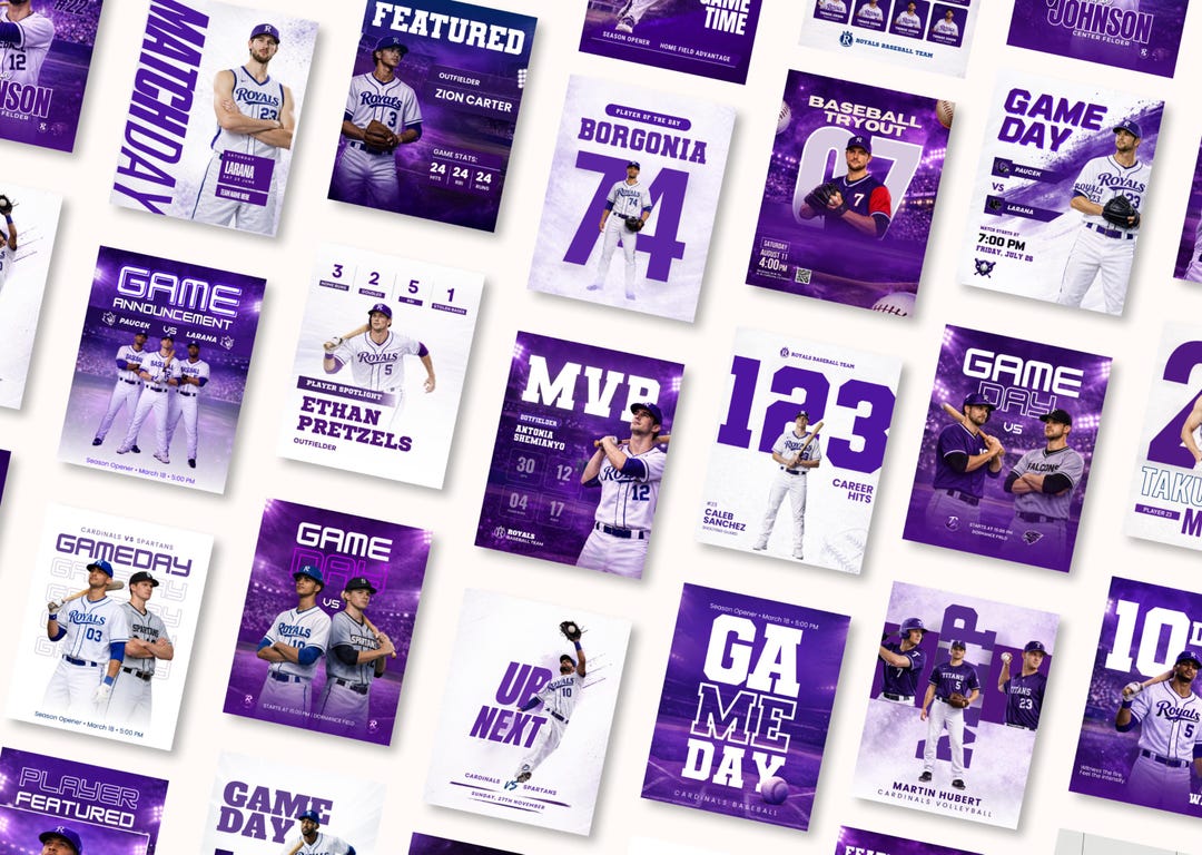 Baseball Social Media Templates | Sports Game Day Graphics | Schedule ...