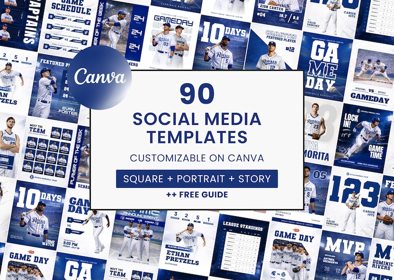 Baseball Social Media Templates | Sports Graphics Game Day Team Player ...