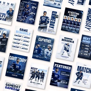 Hockey Social Media Templates Canva | Sports Marketing Instagram Post | Game Day Graphics | Editable Best Selling Template Kit
