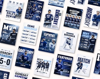 Hockey Social Media Templates Canva | Sports Marketing Instagram Post | Game Day Graphics | Editable Best Selling Template Kit