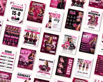 Cheer Social Media Templates | Sports Graphics Bundle | Cheerleading Instagram Post | Team Marketing | Editable Best Selling Canva Template