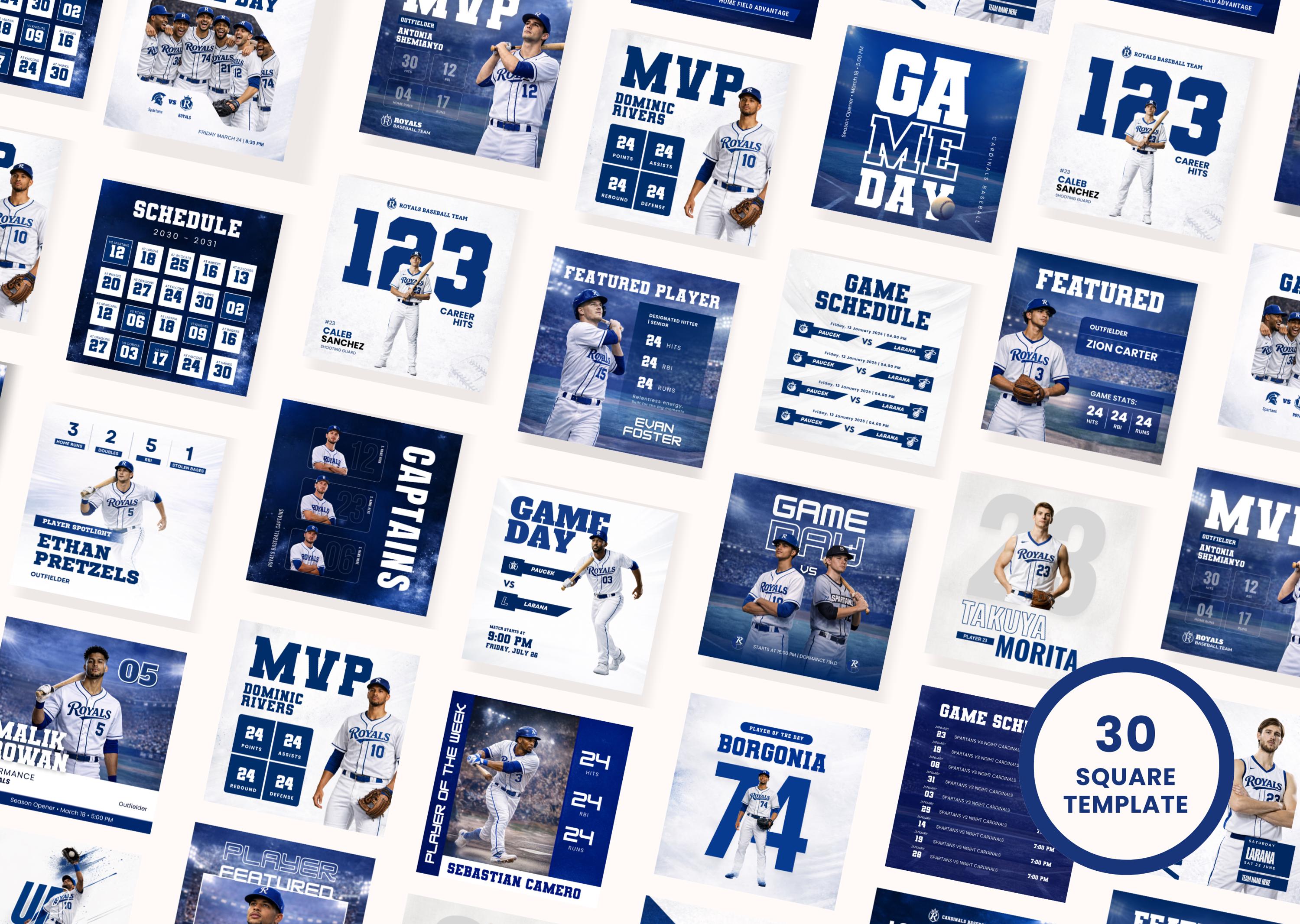 Baseball Social Media Templates | Sports Graphics Game Day Team Player ...
