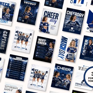Cheerleading portrait templates Canva 4x5 Instagram posts sports team graphics game day designs