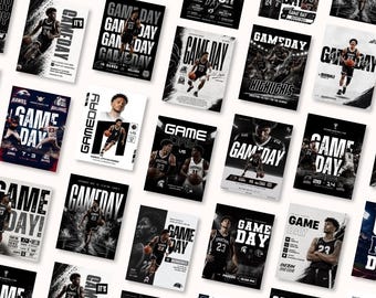 Basketball Social Media Templates | Canva Game Day Graphics Editable Sports Instagram Posts | Team Marketing Kit Bundle | Digital Download