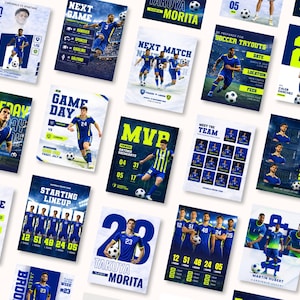 Szablony mediów społecznościowych dla piłki nożnej | Historie postów sportowych na Instagramie | Harmonogram składu drużyny na mecz | Najlepiej sprzedający się szablon Canva