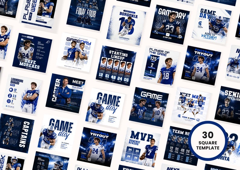 Football Social Media Canva Templates Bundle | Editable Game Day ...