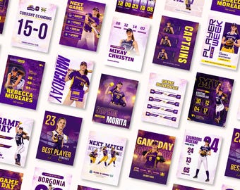 Softball Canva Templates | Sports Social Media Instagram | Game Day Graphics Team Roster Schedule | Editable Best Selling Canva Template