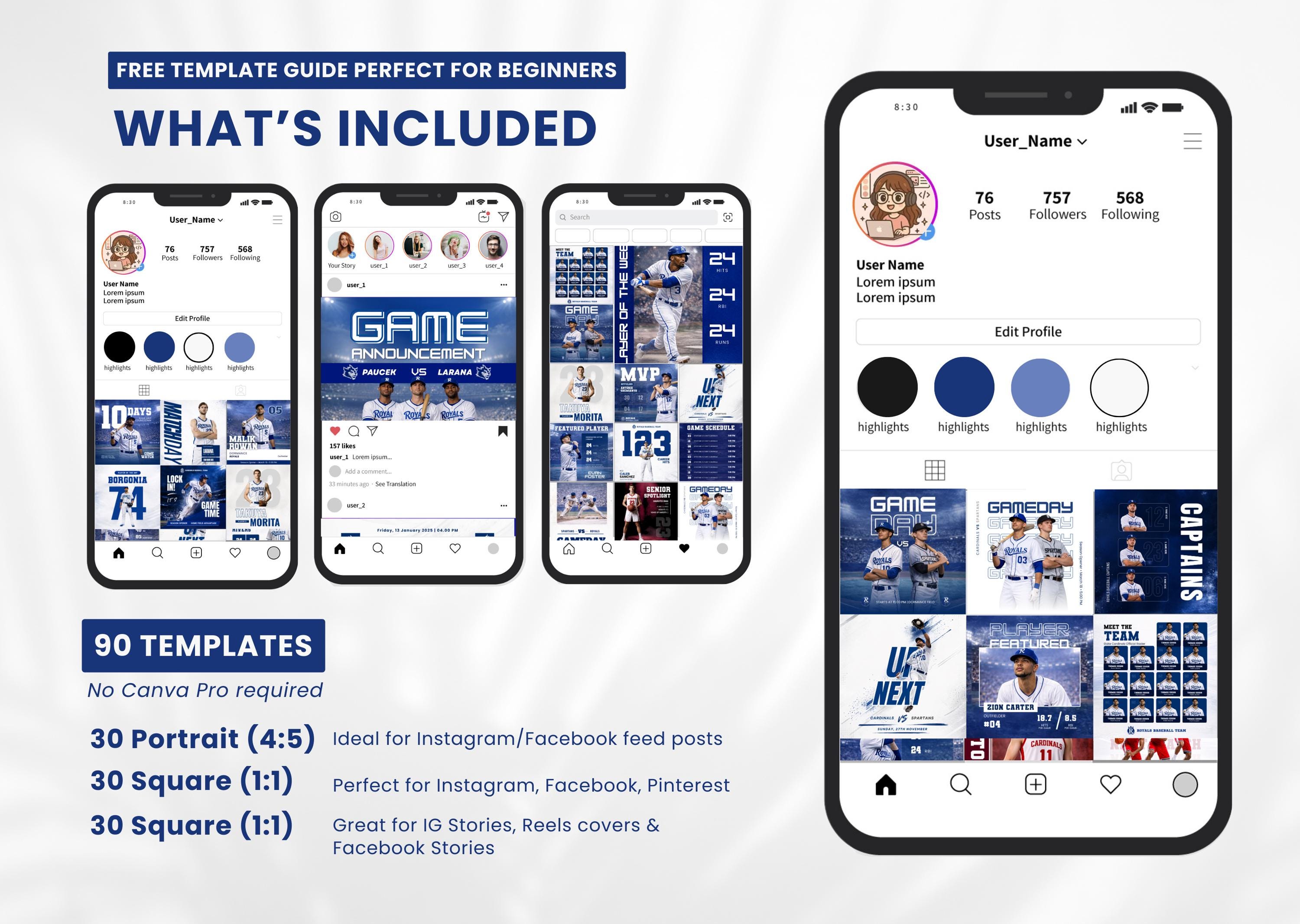 Baseball Social Media Templates | Sports Graphics Game Day Team Player ...