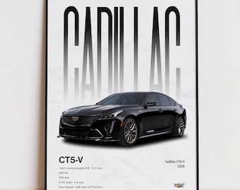 Póster CT5-V, lámina CT5 V, arte de sedanes americanos, decoración de pared de la serie V, regalo para aficionados a los coches