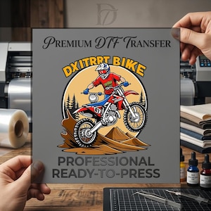 Diy T-Shirt Kit Motocross Transfer, Full Color Print, Retro Dirt Bike Design