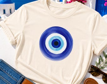邪眼シャツ、ギリシャTシャツ、ギリシャ服、ボヘミアンミスティカルTシャツ