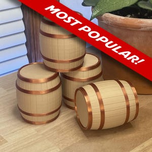 Minibins Jars™ General Store Wooden Cask, Keg or Barrel w/Copper Bands - 3D Printed Item Containers - Unique, Creative, Quality Designs