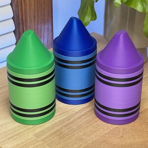 Minibins Jars™ COOL PACK Chunky Lil Purple Blue & Green Crayons - 3D Printed Item Containers - Unique, Creative, Quality Designs