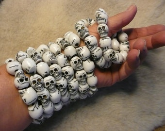 Gothic Stretch Skull Bracelets Resin 10 Piece Lot