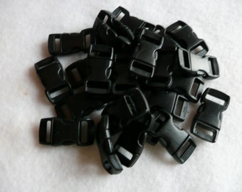 Mini Survival Bracelet Black Plastic Buckles  25 Pieces