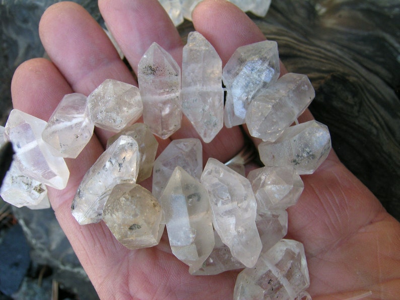 7-8 Strand Tibetan Quartz Natural Crystals Double Terminated Drilled Beads