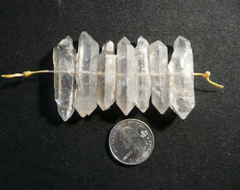 Tibetan Quartz Natural Crystals Double Terminated 3" Strand Drilled Beads  Lot 5