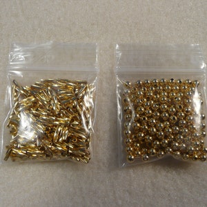Gold Plated 3mm Round and 7mm Twist Bugle Seed Beads  10g each.